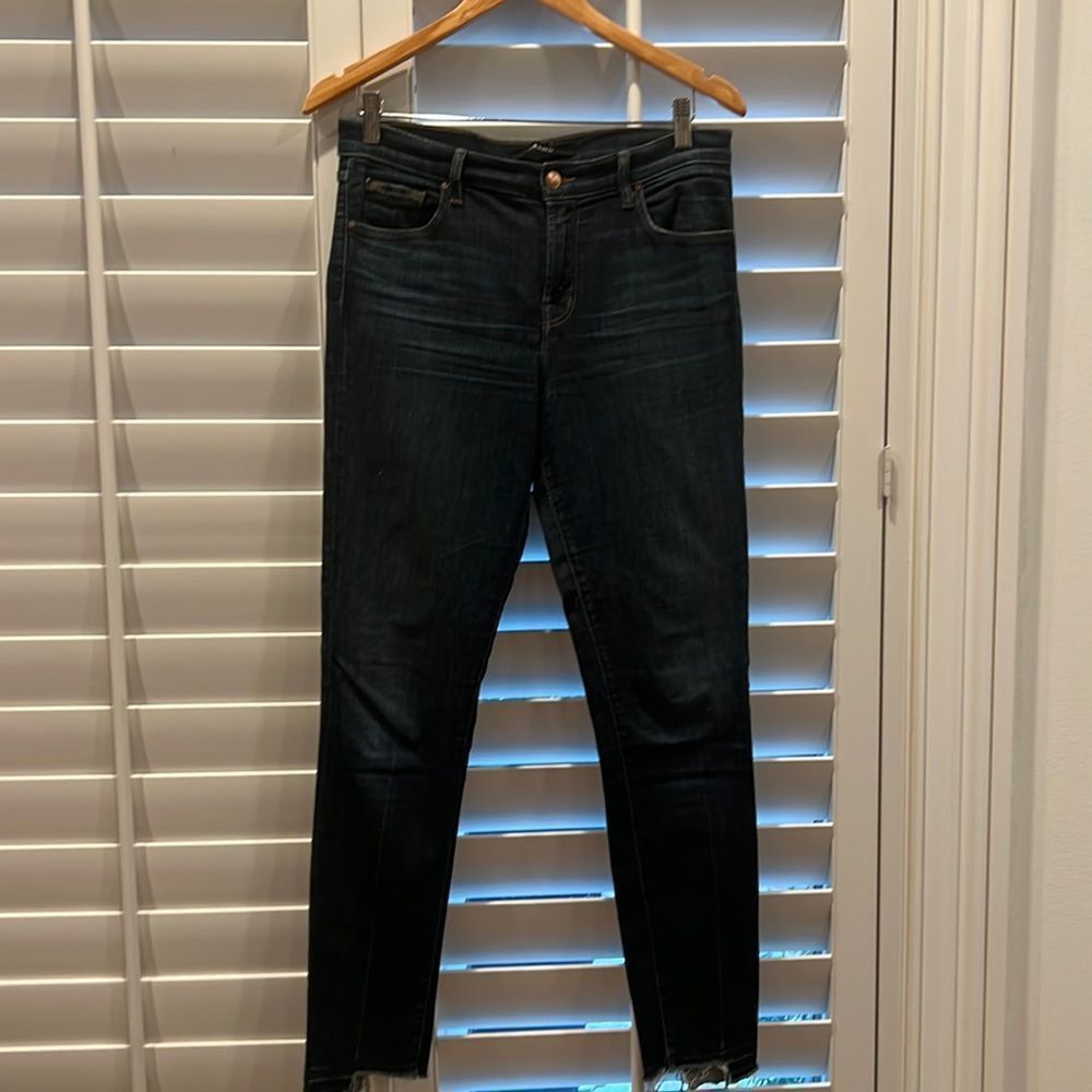 Jbrand Raw Hem Dark Blue Disguise Skinny Jean Size 29